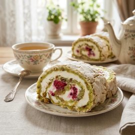 Меренговый рулет с малиной